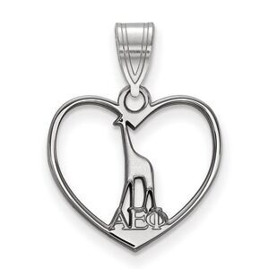 Sterling Silver Alpha Epsilon Phi Heart Pendant